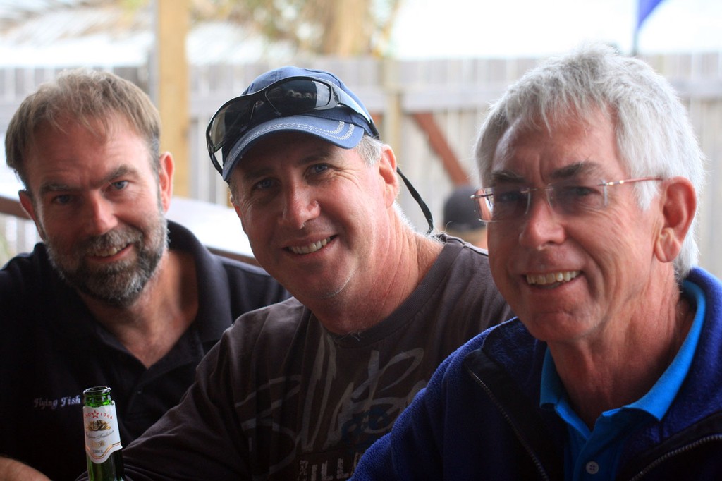 Stuart Morton, Ian Simpson & Peter Lane at the Beach Party, Sunday.Sealink Magnetic Island Race Week 2011  ©  SW